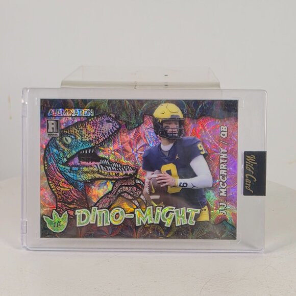 J.J. McCarthy 2023 Wild Card Alumination Dino-Might Rainbow Foil 1/1 Rare Rookie